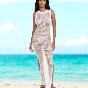 Beach Riot Holly Dress Sz Small Crochet Swim Cover Up Open Back Cotton Mesh Boho